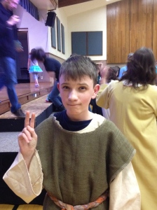 David in his costume as Nathan the shepherd boy.